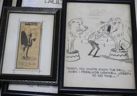 A group of cartoons, mainly originals, mostly relating to Maxwell Joseph